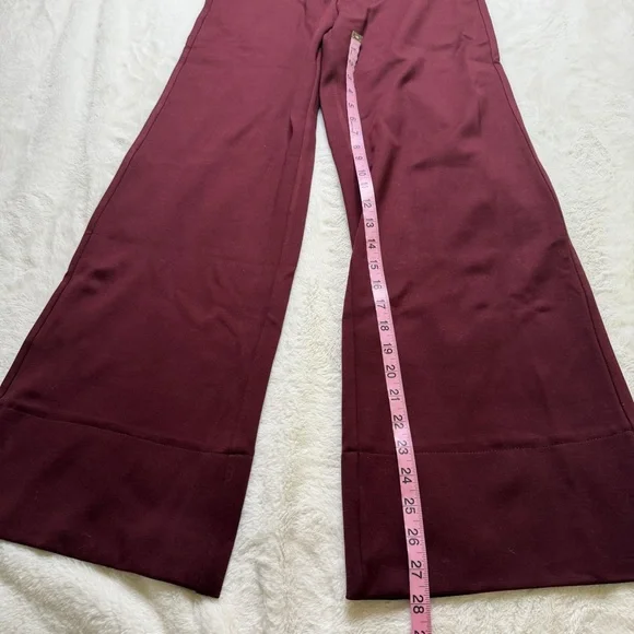 OGL Ponte-De-Roma High Rise Wide Leg Trousers Dark Berry XS - Picture 6 of 7